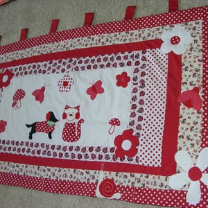 Patchwork takaró, piros-pöttyös, falvédőnek is megfelel, cica-tacskó - otthon & életmód - Meska.hu