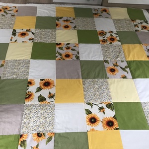 Napraforgó Patchwork takaró , Otthon & Életmód, Lakástextil, Felnőtt takaró, pléd, Varrás, MESKA