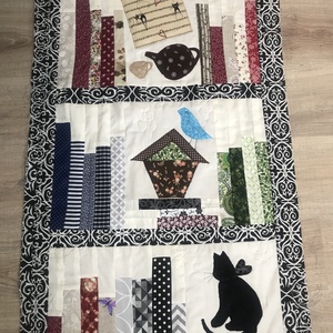 Könyvespolcos Patchwork takaró, falvédőnek is megfelel, cicával, Otthon & Életmód, Babaszoba, gyerekszoba, Babatakaró, gyerek pléd, Varrás, Patchwork, foltvarrás, MESKA