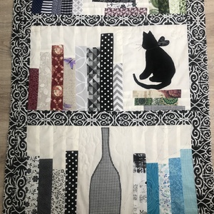 Könyvespolcos Patchwork takaró, falvédőnek is megfelel, cicával - otthon & életmód - babaszoba, gyerekszoba - babatakaró, gyerek pléd - Meska.hu