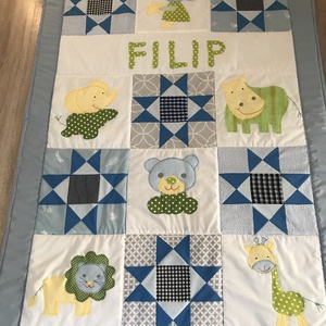 Patchwork takaró, falvédő, állatokkal - otthon & életmód - babaszoba, gyerekszoba - falvédő gyerekszobába - Meska.hu