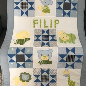 Patchwork takaró, falvédő, állatokkal - otthon & életmód - babaszoba, gyerekszoba - falvédő gyerekszobába - Meska.hu