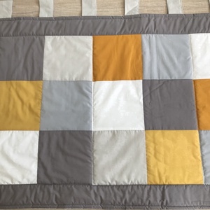 Patchwork falvédő, takaró narancs, szürke, fehér, - otthon & életmód - babaszoba, gyerekszoba - falvédő gyerekszobába - Meska.hu