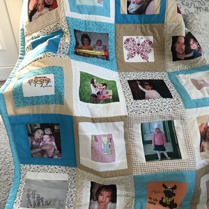 Fényképes és saját pólókból készült patchwork takaró  - otthon & életmód - lakástextil - ágytakaró - Meska.hu