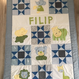 Állatos patchwork  takaró oroszlán, zsiráf, elefánt - otthon & életmód - lakástextil - ágytakaró - Meska.hu
