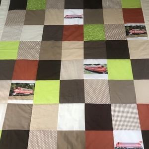 patchwork takaró, falvédő vonat  betéttel - otthon & életmód - babaszoba, gyerekszoba - babatakaró, gyerek pléd - Meska.hu