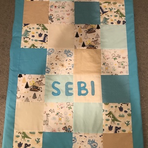 Mese mintás patchwork takaró, falvédő Sötétkék szürke, Otthon & Életmód, Lakástextil, Ágytakaró, Patchwork, foltvarrás, MESKA