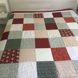 Country stílusú patchwork  ágytakaró terrakotta  - Meska.hu
