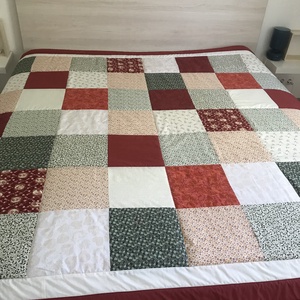 Country stílusú patchwork  ágytakaró terrakotta  - otthon & életmód - lakástextil - ágytakaró - Meska.hu