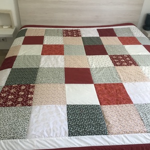 Country stílusú patchwork  ágytakaró terrakotta  - otthon & életmód - lakástextil - ágytakaró - Meska.hu