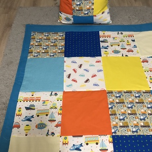 Színes Járműves takaró, Otthon & Életmód, Babaszoba, gyerekszoba, Babatakaró, gyerek pléd, Varrás, Patchwork, foltvarrás, MESKA