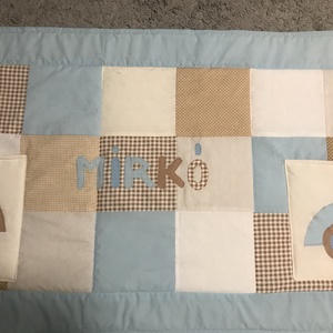 Járműves patchwork  takaró, bézs-barna falvédőnek is megfelel,  - baba - mama - babaszoba dekoráció - falvédő gyerekszobába - Meska.hu