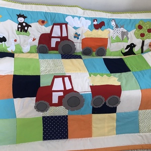 Járműves patchwork falvédő, autó, traktor, helikopter.  - baba - mama - babaszoba dekoráció - falvédő gyerekszobába - Meska.hu