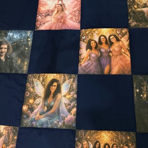 Fantasy patchwork takaró, falvédő szürke - otthon & életmód - lakástextil - ágynemű - Meska.hu
