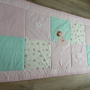 patchwork takaró, balerina diszítéssel  - baba - mama - babaszoba dekoráció - falvédő gyerekszobába - Meska.hu
