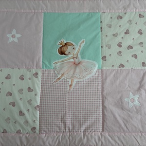 patchwork takaró, balerina diszítéssel  - baba - mama - babaszoba dekoráció - falvédő gyerekszobába - Meska.hu