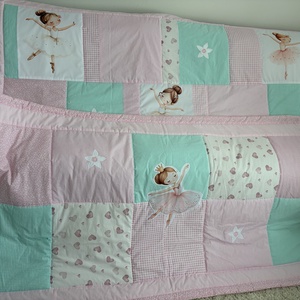 patchwork takaró és falvédő szettben, balerina diszítéssel  - Meska.hu