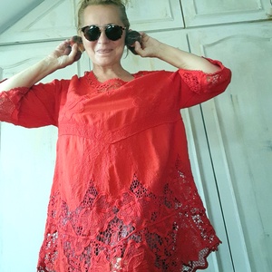 Forró nyár- tűz piros ruha - ruha & divat - női ruha - tunika - Meska.hu