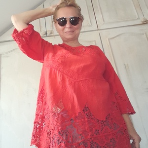 Forró nyár- tűz piros ruha - ruha & divat - női ruha - tunika - Meska.hu