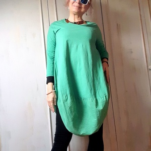 Fűben heverészve- zöld buborék ruha , Ruha & Divat, Női ruha, Tunika, Festett tárgyak, Varrás, MESKA
