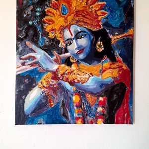 Tündöklő Krishna / festmény , Művészet, Festmény, Akril, Festészet, MESKA