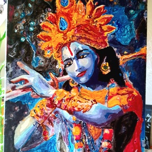 Tündöklő Krishna / festmény  - művészet - festmény - akril - Meska.hu