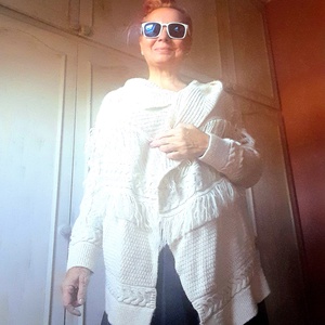 Fehér tűz- kötött kardigán  - ruha & divat - női ruha - kardigánok - Meska.hu