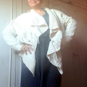 Fehér tűz- kötött kardigán  - ruha & divat - női ruha - kardigánok - Meska.hu