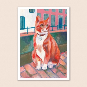 Vörös macskás nyomat - művészet - grafika & illusztráció - művészi nyomat - Meska.hu