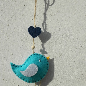 Tavaszváró kék madárkás lógó - Meska.hu