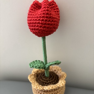 Horgolt Cserepes Tulipán - Meska.hu