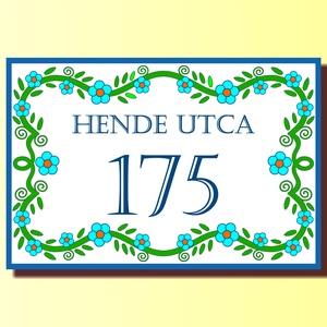 Házszámtábla - téglalap alakú, Otthon & Életmód, Ház & Kert, Házszám, Festett tárgyak, Fotó, grafika, rajz, illusztráció, MESKA