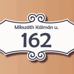 Díszes házszámtábla - körbeíves, Otthon & Életmód, Ház & Kert, Házszám, Festett tárgyak, Fotó, grafika, rajz, illusztráció, MESKA