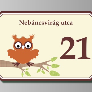 Házszámtábla - baglyos, téglalap. - otthon & életmód - ház & kert - házszám - Meska.hu