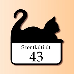 Házszámtábla - fekete macskával., Otthon & Lakás, Ház & Kert, Házszám, Festett tárgyak, Fotó, grafika, rajz, illusztráció, Meska