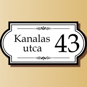 Díszes házszámtábla - téglalap, Otthon & Lakás, Ház & Kert, Házszám, Famegmunkálás, Festett tárgyak, Meska