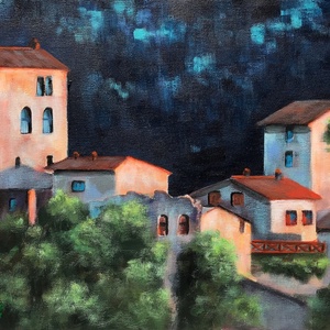 Tuscan night - akrilfestmény - Meska.hu