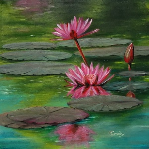 Water lily - 50 x 50 centis olajfestmény, Művészet, Festmény, Olajfestmény, Festészet, MESKA