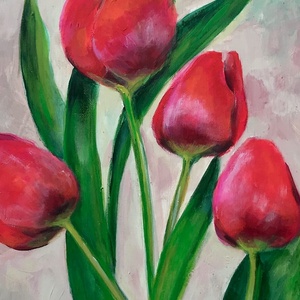 Öt szál tulipán - akrilfestmény - művészet - festmény - akril - Meska.hu