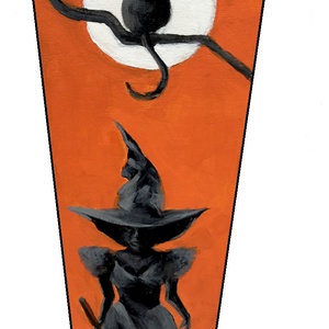 Halloween-dekoráció - akrilfestékkel lécre festett kép - 70 x 15,5 cm - művészet - festmény - akril - Meska.hu