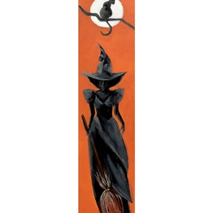 Halloween-dekoráció - akrilfestékkel lécre festett kép - 70 x 15,5 cm - Meska.hu