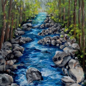 Kristálytiszta hegyi patak -akrilfestmény - 30 x 24 cm, Művészet, Festmény, Akril, Festészet, Meska