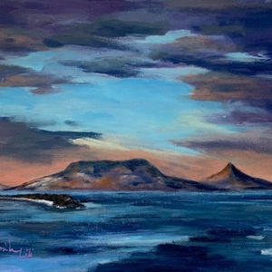 Álomszerű fények a Balatonnál - akrilfestmény - 24 x 30 cm - művészet - festmény - akril - Meska.hu