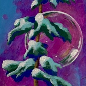 Színes tél - akrilfestmény - 70 x 15,5 cm, Művészet, Festmény, Akril, Festészet, MESKA