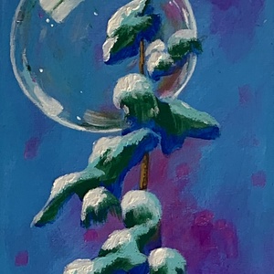 Színes tél - akrilfestmény - 70 x 15,5 cm - művészet - festmény - akril - Meska.hu