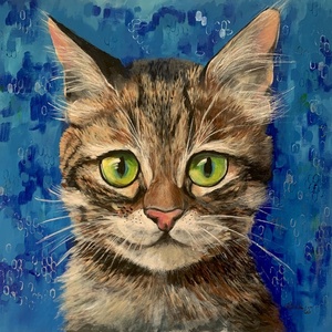 Babacica portréja - akrilfestmény - 50 x 50 cm (macska, cica), Művészet, Festmény, Akril, Festészet, MESKA