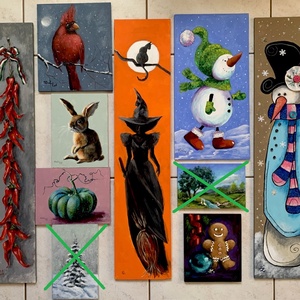 A fenyves mögött - akrilfestékkel lécre festett kép - 19,5 x 37,5 cm - művészet - festmény - akril - Meska.hu