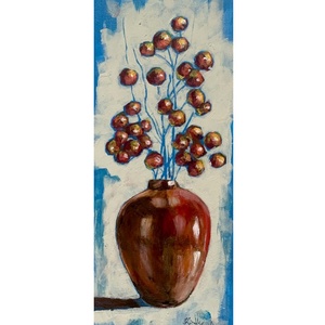 Bogyós dekor - akrilfestékkel lécre festett kép - 31 x 12 cm, Művészet, Festmény, Akril, Festészet, MESKA