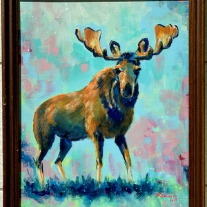 Jávorszarvas - keretezett akrilfestmény - 35 x 28 centi + keret - művészet - festmény - akril - Meska.hu