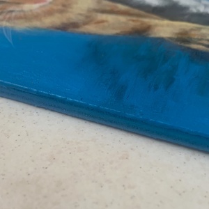 Hangtalan léptek - akrilfestékkel lécre festett kép - 30 x 12 cm (macska, cica) - művészet - festmény - akril - Meska.hu